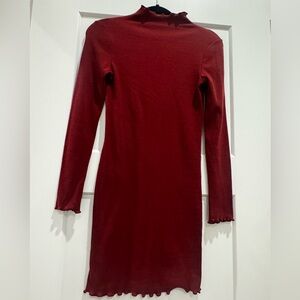 Heart Hips Burgundy Long Sleeve Dress